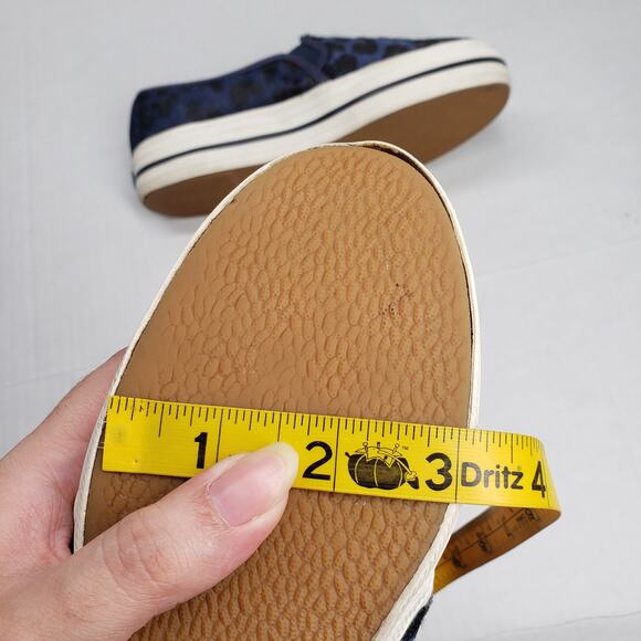 Keds x Kate Spade New York Triple Decker Sneakers 7 Blue Leopard Slip-on Calf - Picture 13 of 15